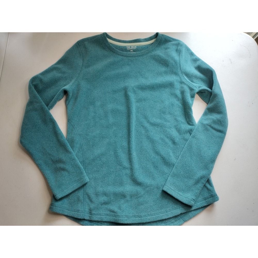 Tek Gear Essential Gear Women Petite PS Teal‎ Fleece Pullover Crewneck Top